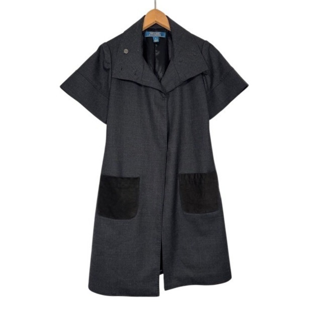 MILLARD FILLMORE Anthropologie Charcoal Gray Wool Blend Short Sleeve Coat Size S